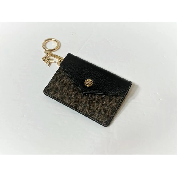 Michael Kors Kala Keychain Card Case Brown MK Signature PVC - Picture 7 of 9